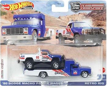 ماکت هات ویلز دوج ماچو پاور واگن 1980 و Retro Rig سری Team Transport مقیاس 1:64